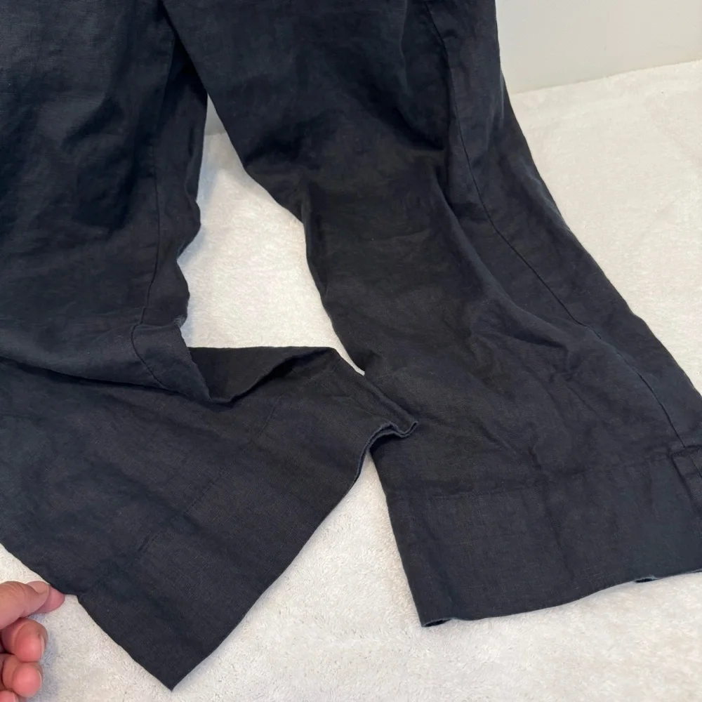 Everlane Womens 100% Linen Square-Neck Jumpsuit in Black Pockets Straps Size 4